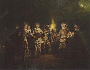 Jean antoine Watteau Die italienische Komodie Sweden oil painting artist